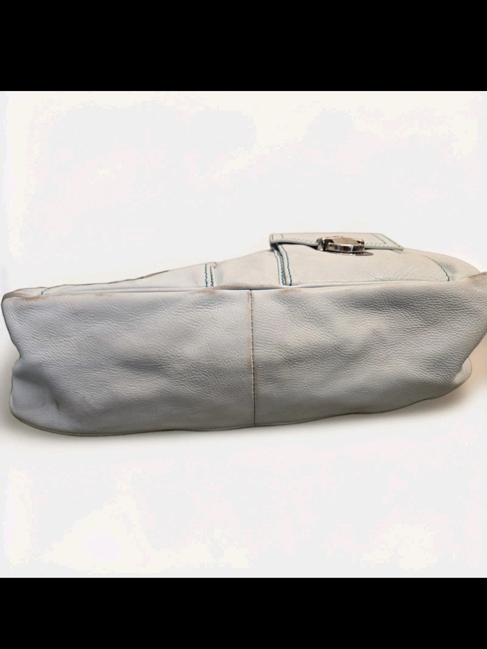 Vintage AUTHENTIC Marc Jacobs STELLA BAG Pale Blue LEATHER Y2K LARGE - Picture 5 of 7